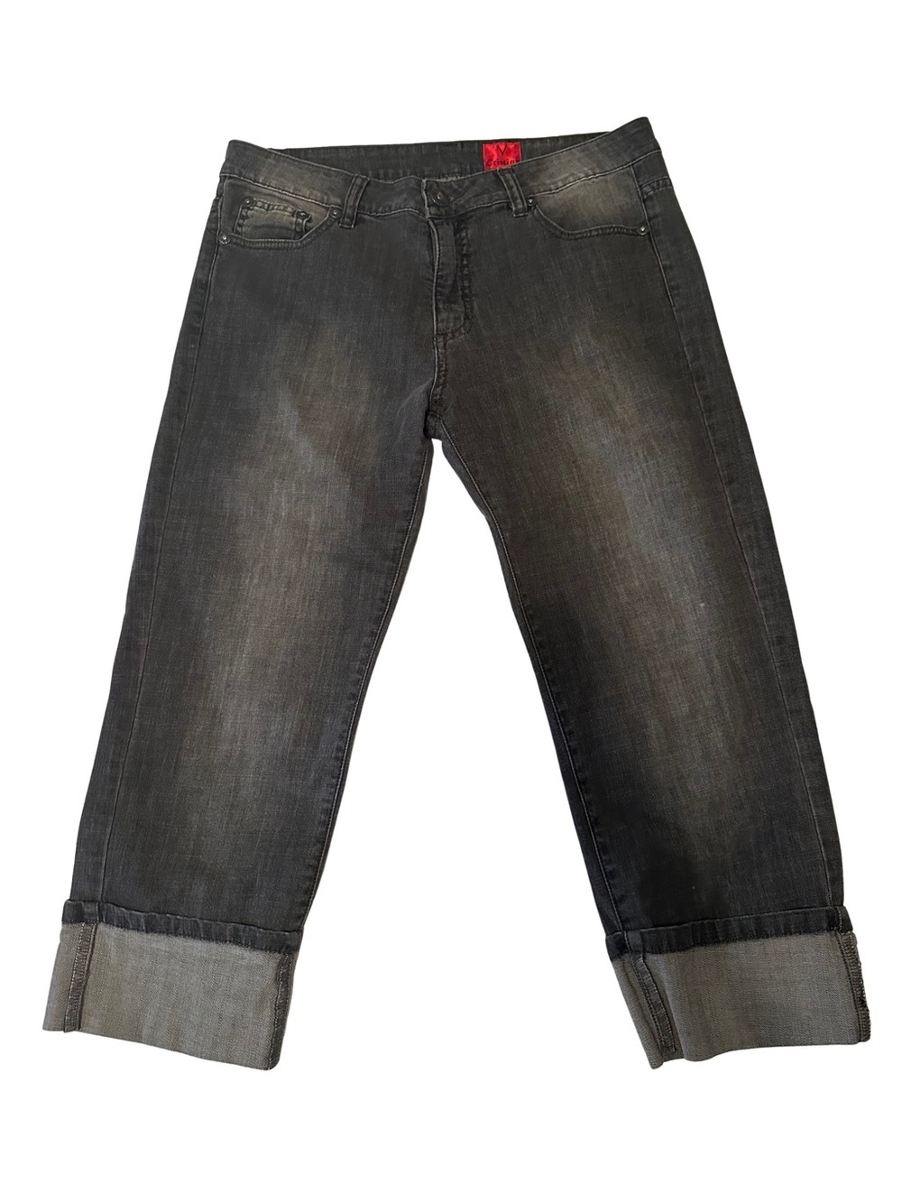 V Christina Black Washed Cuffed Jeans - Classic Y2K Boyfriend Fit